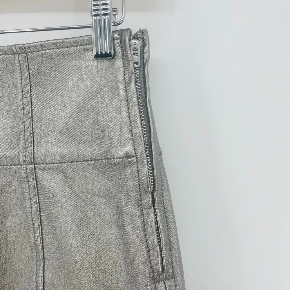 Free People Metallic Silver Mini Skirt